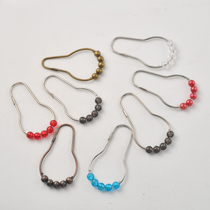 Ganchos para cortina de ducha de estilo chino con forma de calabaza con cuentas, accesorios de baño extraíbles, montados en la pared de acero al carbono - Product Image 3