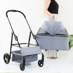 Poussette pliable à 4 roues pour chat et <span class=keywords><strong>chien</strong></span> avec panier de rangement pour petits et moyens chats ou chiens 2 en 1 <span class=keywords><strong>Landau</strong></span> pour chaton - Product Image 3