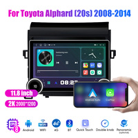 Radio mobil Android 2 Din layar 11.8 inci, kenop ganda berlian 2K layar QLED untuk Toyota Alphard 20s 2008-2014 Stereo Auto Carplay Android