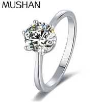 Bague en argent sterling 925 MuShan Jewelry avec moissanite couleur D VVS1, design classique et audacieux, accessoires diamantés