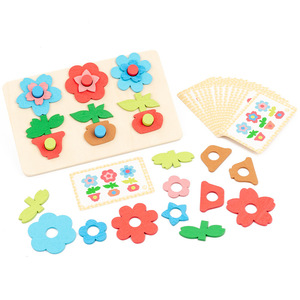 Blocchi <span class=keywords><strong>Puzzle</strong></span> Floreali per Bambini, Gioco da Tavolo Divertente per lo Sviluppo delle Abilità Cognitive, Giocattolo Educativo in Legno per Bambini dai 4 ai 6 Anni - Product Image 5