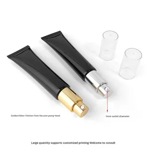 Flacone Vuoto Ricaricabile con Pompa a Vuoto Elettrochimica in Plastica, Tubo Morbido Cosmetico Bianco e Nero da 30/40ml - Product Image 4