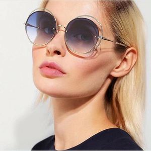 Nouveautés 2020, lunettes de soleil pour femmes, mode luxe, métal, double rond, UV400, lunettes de soleil dégradées - Product Image 3