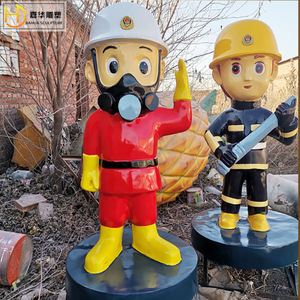 Sculpture sur le thème de la lutte contre les incendies Jia Hua, figurine en fibre de verre, décoration artisanale à poser au sol en extérieur - Product Image 2