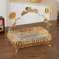 Corbeille à fruits de mariage vintage de style européen classique, ornement en verre, motif floral, décoration exquise et pratique, haute
