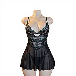 เดรสสายเดี่ยวครึ่งตัวระบายอากาศเซ็กซี่แขนกุดประดับลูกไม้ชุดใส่นอนผู้หญิงที่มีเสน่ห์ - Product Image 1