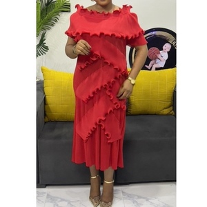 Robes élégantes à épaules tombantes et volants pour femmes africaines grandes tailles, mode - Product Image 6