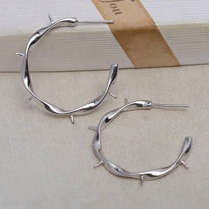 Han Handmade DIY Accessories S925 Silver Small <b>Shell</b> Long Ear Hook Female 7-13 Pearl Ear Hook 6mm <b>Bead</b> Size 1804 Empty Tray - Product Image 4