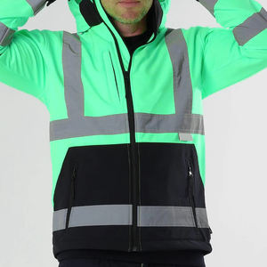 Chaqueta de seguridad de poliéster con flash LED impermeable reflectante de alta visibilidad ANSI Clase 1 para hombres de alta calidad para trabajos de construcción de invierno - Product Image 5