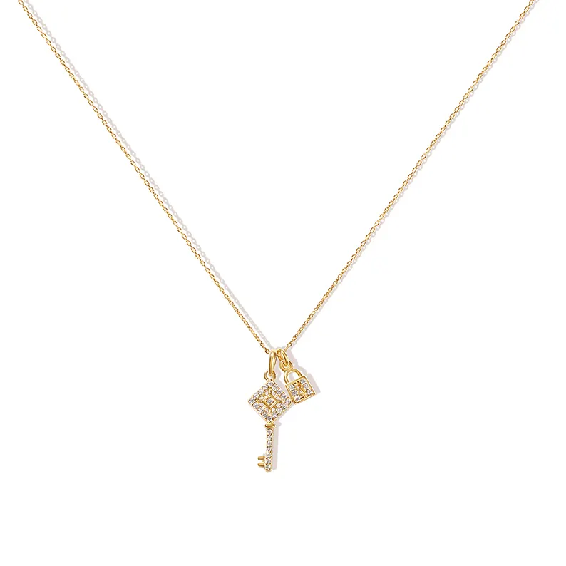 Colgante de cristal para mujer, de Plata de Ley 925 de lujo, collar con cadena y llave elegante, joyería Gemnel