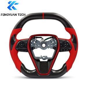Volant en cuir personnalisé Alcantara en fibre de carbone forgée pour Toyota Camry 8 8e génération Xv70 Corolla Alio Hybrid Accessoires 2018 - Product Image 2