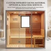Ruang Sauna Inframerah Terpasang Dalam Ruangan untuk 2 Orang, Kabin Uap Kayu dengan Kontrol Digital dan Pintu Kaca Penuh untuk Spa di Rumah