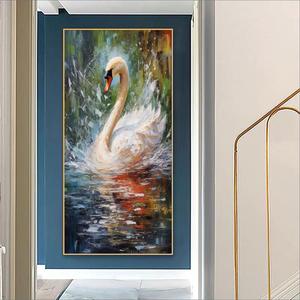 Cygne blanc sur le <span class=keywords><strong>lac</strong></span> peinture à l'huile grand cygne Vintage impression pour cuisine peint à la main Style classique et moderne <span class=keywords><strong>paysage</strong></span> sujet - Product Image 4
