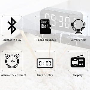 Mirror Surface Alarm <b>Clock</b> BT Speaker Large LED Digital Display Dual Alarm FM TF AUX Multi Play Desktop Mini Subwoofer - Product Image 3