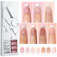 Pointes de gel colorées translucides de pré-conception naturelle OEM pour ongles en gel Ballet carré Amande Nail Press On Soft Gel French Nail Tips