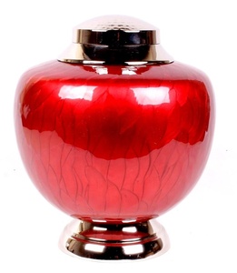 Royal Red Enamel Cremation Urn for Human Ashes Adult <b>Memorial</b> Metal Funeral Urn Decorative <b>Keepsake</b> Burial Container - Product Image 1