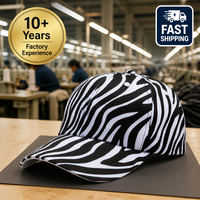 Casquette de baseball personnalisée à motif zèbre, casquette tendance à imprimé animal pour hommes et femmes, vente directe usine, faible MOQ, streetwear mode, snapback