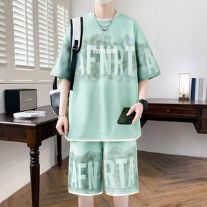 ANSZKTN Conjunto de <span class=keywords><strong>manga</strong></span> corta de verano para hombre, tendencia de verano, estampado japonés, suelto y versátil, diseño deportivo y de ocio - Product Image 5