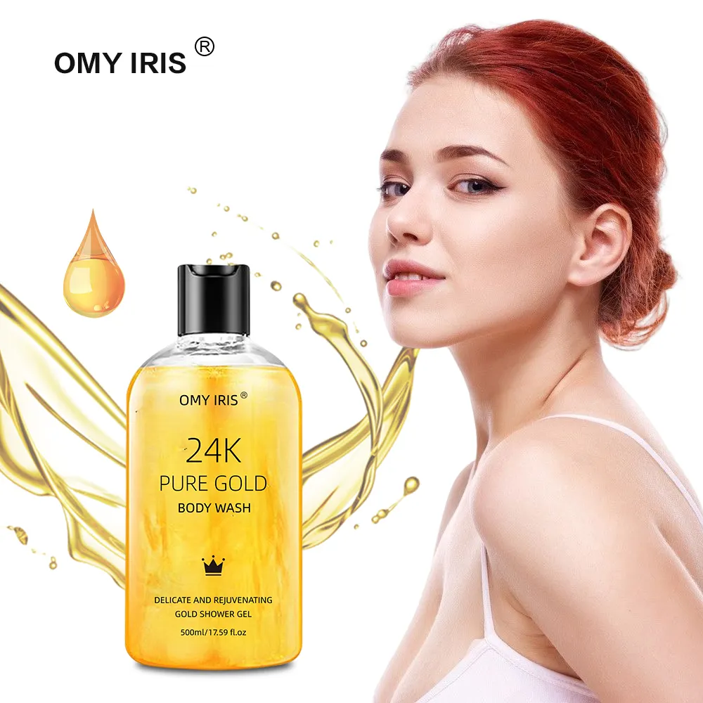 Gel douche en or pur 24K, Logo privé, peau lisse, blanchiment du corps, Gel douche parfumé pour femmes