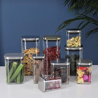 Fournisseur en gros d'usine, récipient de stockage de cuisine carré transparent écologique réutilisable, pot en verre avec couvercle en acier inoxydable