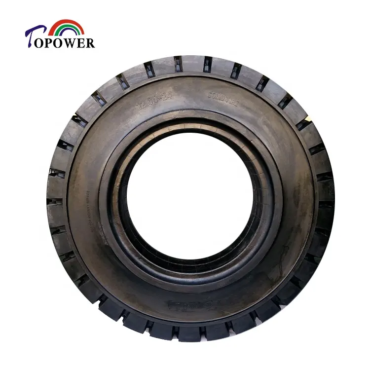 Neumático sólido de alta calidad para batidora de carretilla elevadora y remolque, modelo TP310, 12,00-24/8, 5 pulgadas