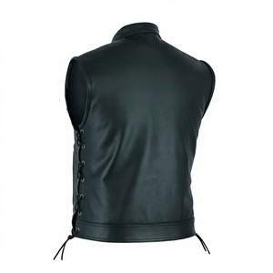 Gilet moto en cuir respirant pour homme, col mandarin, taille ajustable, poches, couleur unie, style urbain, automne-hiver - Product Image 4