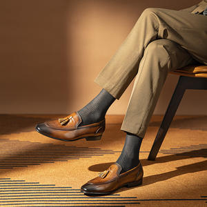 Zapatos de cuero para hombre, estilo inglés, con borlas, formales, casuales, antideslizantes, de cuero vacuno de primera calidad - Product Image 5