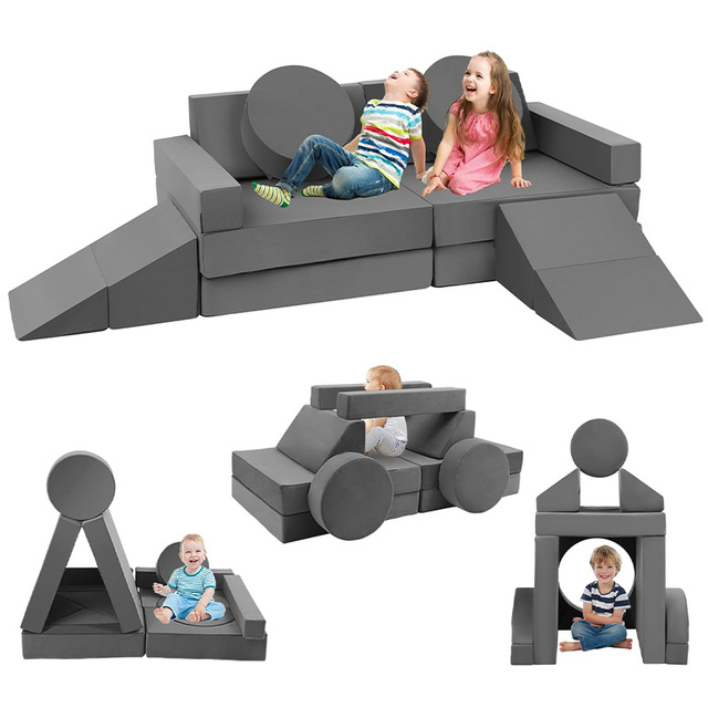 OEM Custom 18pcs Modern Children's Modular Sofa Building Fort Convertible Foam Cushion Comfortable Soft Eco-Friendly Washable