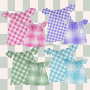 Wholesale Women&amp;kids Hawaiian Plaid Print Off-shoulder Elasticated <strong>Dress</strong> Milk Silk Mommy and <strong>Me</strong> <strong>Mini</strong> Loose <strong>Dresses</strong> - Product Image 1