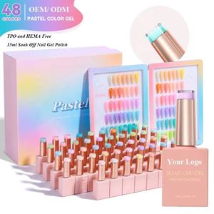 Esmalte de Uñas en Gel de 15 ml de Marca Privada, 48 Colores Macaron, 0.5 oz, UV <span class=keywords><strong>Semipermanente</strong></span>, Juego de Esmalte de Uñas en Gel con Capa Base y Superior UV LED - Product Image 1
