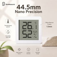 ZenMeasure Hygrothermographe numérique mini au design moderne et élégant avec fixation adhésive pour la décoration de la maison et des cafés, hygromètre numérique