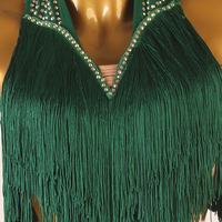 Sexy nouvelle tendance personnalisée scène Performance élégant moderne vert danse concours strass glands robe femmes