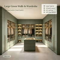 Système de dressing ouvert autoportant moderne et personnalisé avec îlot central, éclairage LED et quincaillerie à fermeture douce pour salon