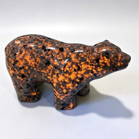 Figurine d'ours polaire en pierre naturelle (Yooperlite) de 8 cm, sculptée, réactive aux UV, pour la décoration intérieure