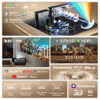 Projecteur à ultra courte focale JMGO O2S Ultra 4K UHD, triple laser MALC 3.0, 3600 lumens ISO, Google TV, projecteur de cinéma maison