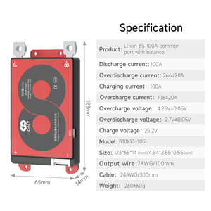 Daly <span class=keywords><strong>Li</strong></span>-<span class=keywords><strong>ion</strong></span> BMS 6S 24V 100A 100AH para paquete de batería de iones de litio Solar 18650 sistemas de gestión de batería BMS Board NMC 6S Daly - Product Image 2