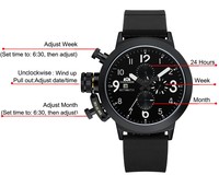 Reloj de Hombre Grande, Mecánico, Totalmente Automático, con Esfera de Aleación de 50 mm, Correa de Goma y Cierre de Hebilla