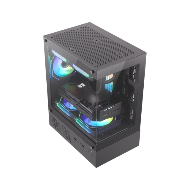 Steel Black Micro ATX Gaming PC Case with USB3.0 Gamer Tower Side Panel Window 240mm Water Cooling Support