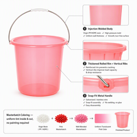 Secchio d'Acqua in Plastica PP Stile Moderno 21-25L, Durevole ed Ecologico per Uso Domestico Quotidiano, Bagno e Lavaggio, Vendita all'Ingrosso