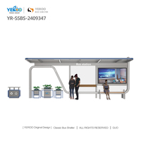 Abri d'attente pour bus en acier inoxydable durable pour extérieur avec affichage des informations en temps réel et rétroéclairage LED
