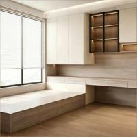 Ensemble de meubles de chambre tout-en-un sur mesure avec lit tatami autoportant, armoire intégrée et bureau, gain de place, pour villas et petits appartements