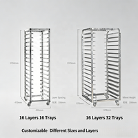 Chariot de four rotatif en acier inoxydable de qualité commerciale 600x400, capacité 300 kg, pour plateaux, bacs à pâtisserie, paniers à pain et gâteaux