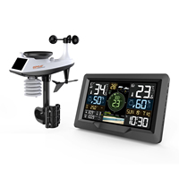 Station météo WiFi 7-en-1 avec application, stations météo sans fil intérieures et extérieures avec thermomètre, hygromètre, pluviomètre, vitesse du vent