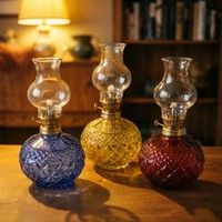 Grande lampe à pétrole rétro artisanale écologique coupe-vent à intensité variable résistante à la chaleur durable étanche en verre Noël Pâques