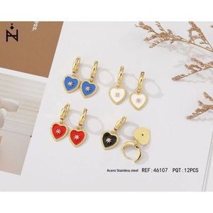 Orecchini a Forma di Cuore in Acciaio Inossidabile con Design a Stella per Donna Set di 12 Pezzi - Product Image 1