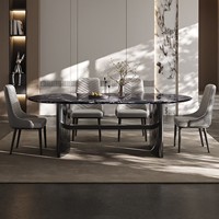 Table à manger moderne 6 places en pierre, fabriquée en Chine, pour restaurant.