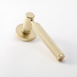 Maniglia per Porta in Ottone Massiccio con Base in Lega di Zinco, Finitura Satinata, Stile Europeo per Porte Interne in Legno e Camere da Letto - Product Image 3