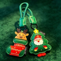 Porte-clés Pendentif Père Noël en Cuir PU Style Dessin Animé, Charme de Sac Mignon et Exquis, Écologique, Haute Qualité, Cadeau de Noël Fabriqué en Chine