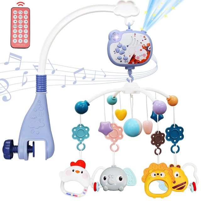 Baby Mobile for Crib Hanging Rotating Animals Rattles 16 Songs and Timing Function Cartoon Baby Crib Toys