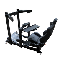Cabina de Simulación de Carreras con Perfil de Aluminio Personalizado, Asiento para Simulador de Conducción DIY con Movimiento y Soporte para Tres Monitores